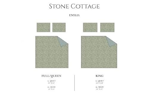 Stone Cottage - Emilia Collection - Quilt Set - 100% Cotton, Reversible, Lightweight & Breathable Bedding With Matching Shams, Pre-Washed For Added Softness, King, Green #TOP4