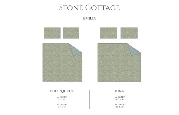 Stone Cottage - Twin Quilt Set, Reversible Cotton Bedding with Matching Sham, Ideal Bedding Set (Emilia Green, Twin) by Stone Cottage - Image 4