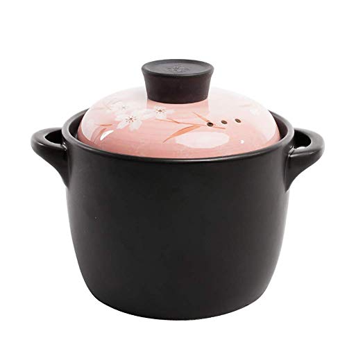 JKJZSALJ Olla De Barro, Olla De Barro, Olla De Cerámica con Estampado Floral Profundo, Cacerola Redonda De Cerámica con Tapa, 2.64 Cuartos