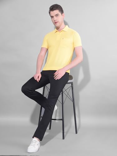 Image of Dollar Men's Pack of 1 Solid Cotton Blend Polo Neck T-Shirt