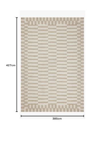 Image of Modern (High Low Pile) Pattern Wool Carpet with Loop Texture Yarn Anti Shedding Carpet Size 10x14 Feet B0 Beige Ivory Color