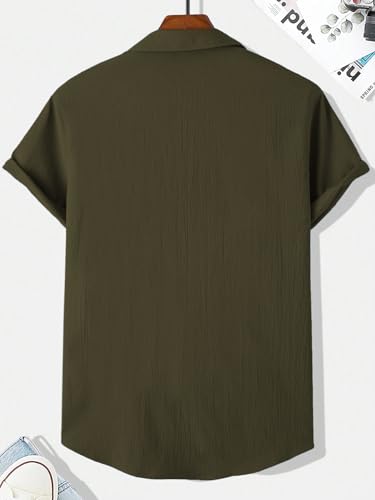 Image of TAGDO Men's Regular Fit Textured Fabric Shirts | Camp Collar & Short Sleeve Button-Down Shirt for Man | Comfortable with Smart Casual Look, Summer Beachwear (5171)