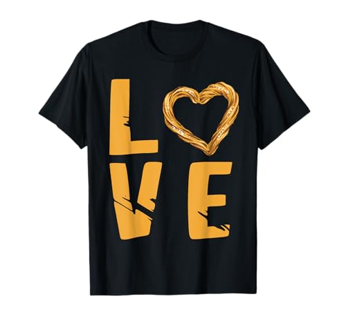 Churro Love Heart Pastry Snack Churro Lover Pan frito Camiseta