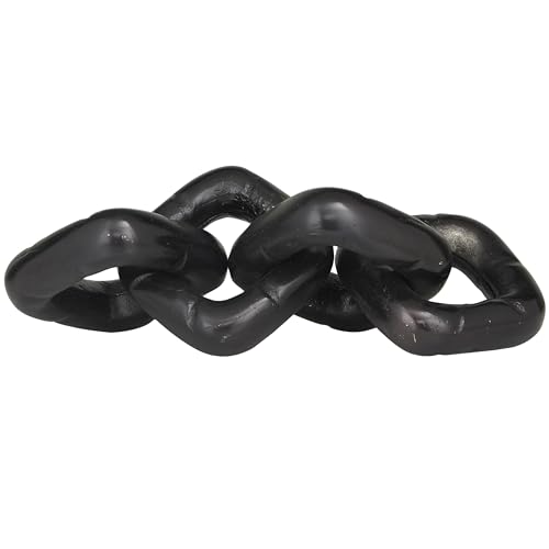 Escultura Decorativa de Cadena de Metal de Aluminio Negro 14" x 5" x 3" miniatura 3