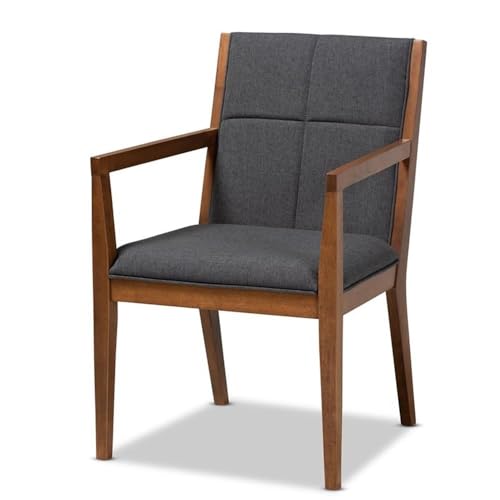 Sillón moderno tela gris oscuro madera marrón miniatura 7