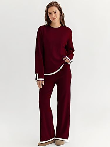 Image of Women's Winter Woolen Sweater with Pajama | Warm Winter Wear Cord Set | Woolen Tracksuit Loungewear Set