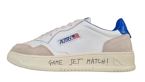 AUTRY Zapatillas deportivas unisex Medalist de piel y ante MA06 Blanco Bluette, Blanco Azul Eléctrico, 38 EU