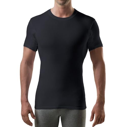 THOMPSON TEE Men's Sweatproof Undershirt - Rayon Blend Crew Neck - Slim Fit - with Sweat Pads