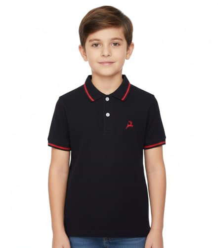 Image of Cloth Theory Boys Cotton Polo T-Shirt for Kids Regular Fit Half Sleeve Casual Summer Polo Neck T-Shirt