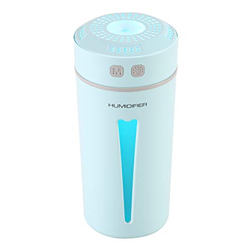 Imagen de Portátil USB Mini Humidificador Cool Mist Difusor Ultrasónico con Luz LED para Coche Viaje Oficina Escritorio Dormitorio Yoga Azul