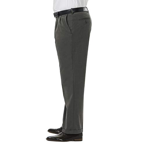 Haggar Men's Big & Tall Premium Stretch Solid Expandable Waist Plain Front Dress Pant2