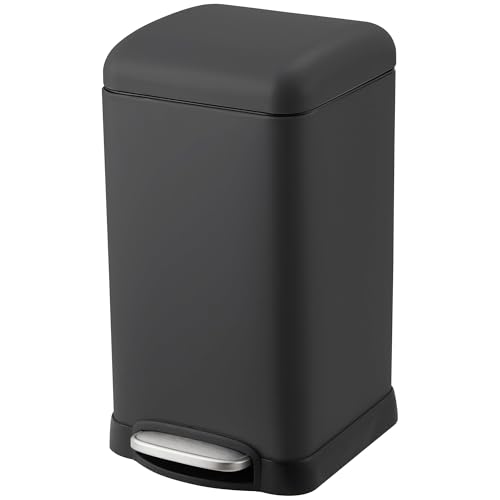 Caneca de Basura Rectangular 12L Acero Inoxidable Negra