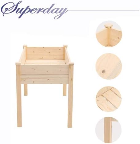 Superday Wooden Raised Garden Bed Planter Kit Patio Elevated Box for Vegetable Flower