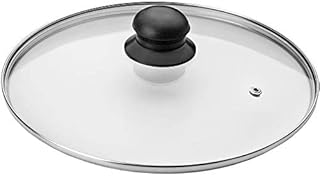 Ibili Stainless Steel Vented Silver & Black Glass Saucepan Cover Lid 22cm