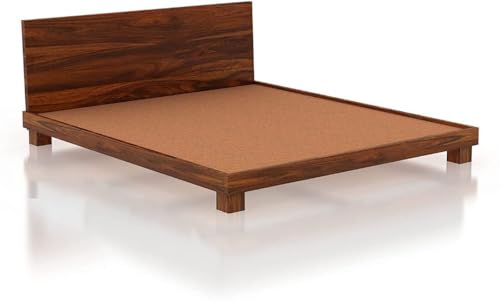 Image of Bed Solid Sheesham Wood for Your Bedroom | Solid Wood Queen Bed Finish Color - Natural Finish