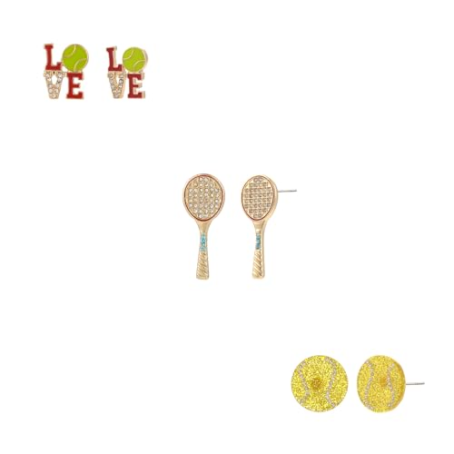 Madison Tyler 3 Pairs Football Touch Helmet Sport Ball Stud Earrings Set for Women | Football Gift for Women