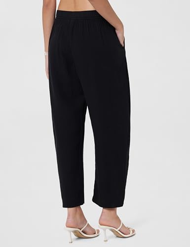 Image of Gap Women Solid Relaxed Fit Full Length Trousers