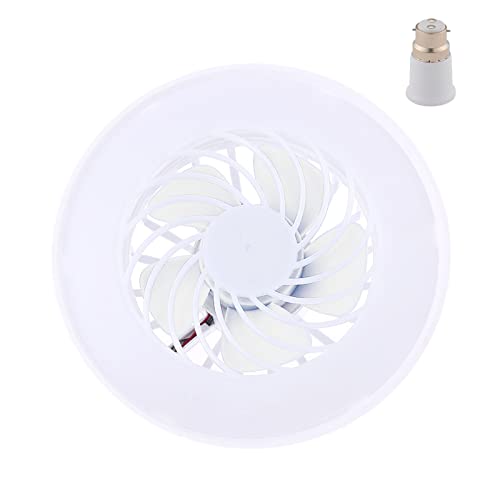 YUOIUX Ventilador de techo E27 con luz LED de 5 aspas, lámpara de ventilador de 5.8 pulgadas, montaje empotrado con convertidor B22 a E27 de 85 V-265 V