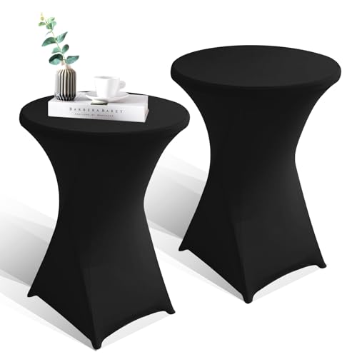 GOEDCH Juego de 2 fundas para mesa alta: 80 x 110 cm, elásticas, para mesas altas, con refuerzo en la zona de los pies, fundas elásticas para bar, bodas, fiestas de cumpleaños