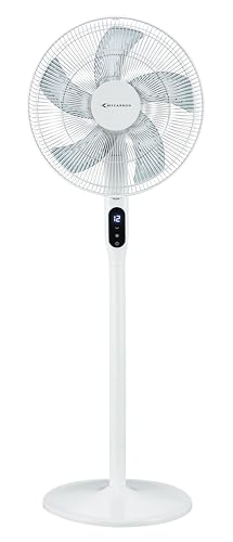 MYCARBON 20 dB Ventilador de Pie Silencioso Motor DC 35W Ventilador de Pedestal 16'' (40cm) con Mando 12 Velocidades, 3744 m³/h, Temporizador 12h, Oscilación 85°, Altura Ajustable 70-130cm