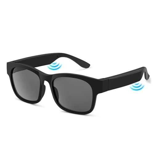 FANYEVVIO Smart glasses, Bluetooth sunglasses for men and women Dual speakers and Hands-free calling, Polarized lenses, Apply to outdoor sports,travel, Drive listening to music (Black lenses)