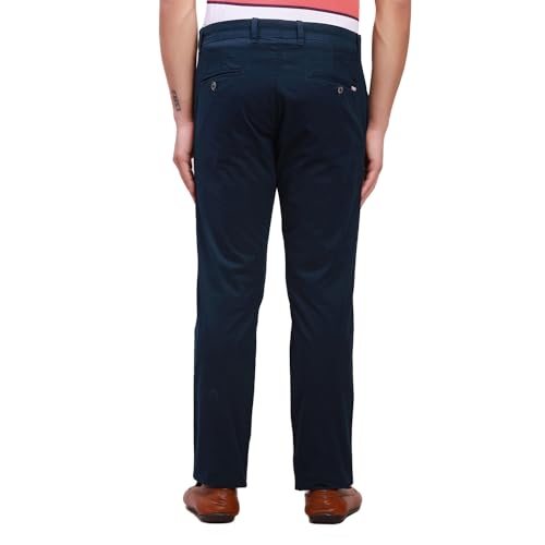 Image of Parx Men's Cotton Blend Solid Pattern Low Rise Tapered Fit Flat Front Casual Trouser