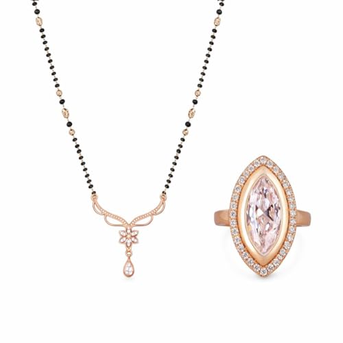 Image of Nilu's Collection Rose Gold Plated Mangalsutra With Black Bead Chain For Women
