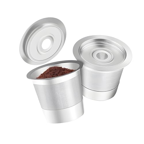 HOOLRZI Cápsulas de café de acero inoxidable, cápsulas recargables, accesorio de filtro de café en cápsula, fácil de usar, cápsulas K Cups de acero inoxidable