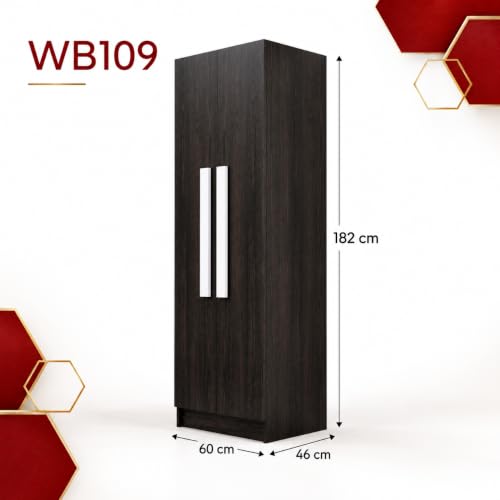 Image of Bniture Wooden Almirah for Clothes, Door for Bedroom, 2 Door Wardrobe with 4 Shelves Huge Storage Space (46D x 60W x 182H CM) | 3 Year Warranty (Flower Wenge)
