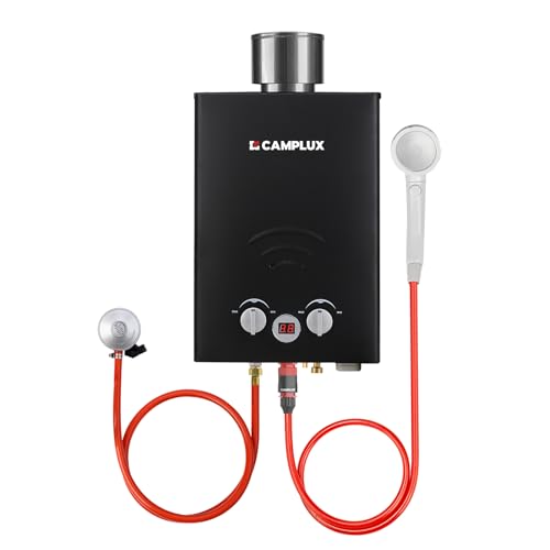 CAMPLUX Scaldacqua a Gas Tankless, 6 Litri, 12kW, Gas Propano/Butano, per Doccia da Campeggio,...