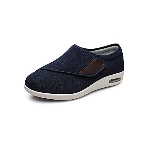 Plantar Fasciitis Shoes for Men and Women, Wide Fit Walking Shoes for Diabetics, Orthopedic and Swollen Feet Support, Lightweight, Comfortable and Breathable (Unisex) (Navy) (Size 9) - SHOEIC Cover