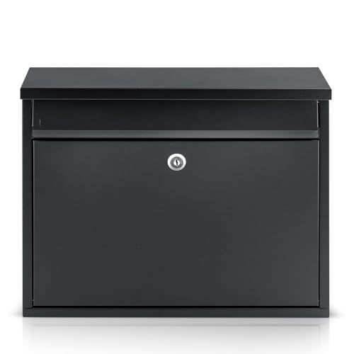 Boîte aux lettres murale extérieure noire grand format acier - 6
