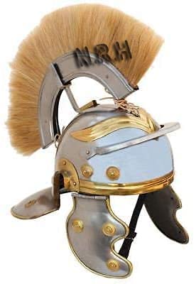 Casco Romano Centurion | Cascos espartanos usables para hombre traje medieval | +Liner Reenactment acabado cromado Cover