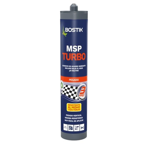 BOSTIK MSP TURBO Blanco, Adhesivo de Agarre Inmediato en 3 Segundos, Ideal para Pegado Vertical, Interior y Exterior, Cartucho 290 ml