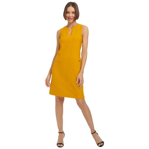 Image of Tommy Hilfiger Women's Sleeveless Split Neck Solid Jacquard Knit Dress