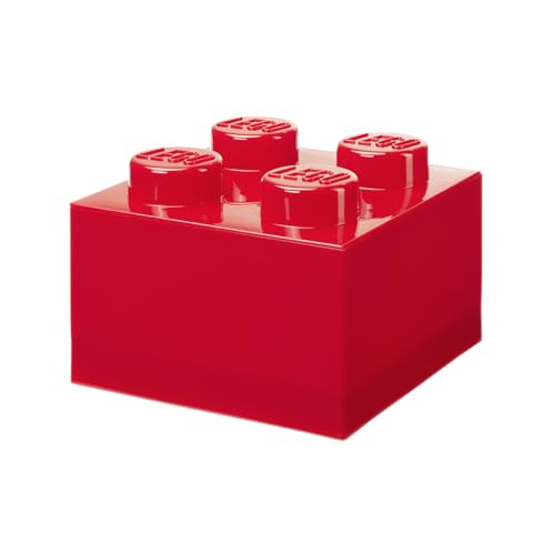 Room Copenhagen LEGO Storage Brick 4 Knobs Translucent Red - Stackable Plastic Storage Box with Lid for Kids and Adults Desk Organizer and Toy Box