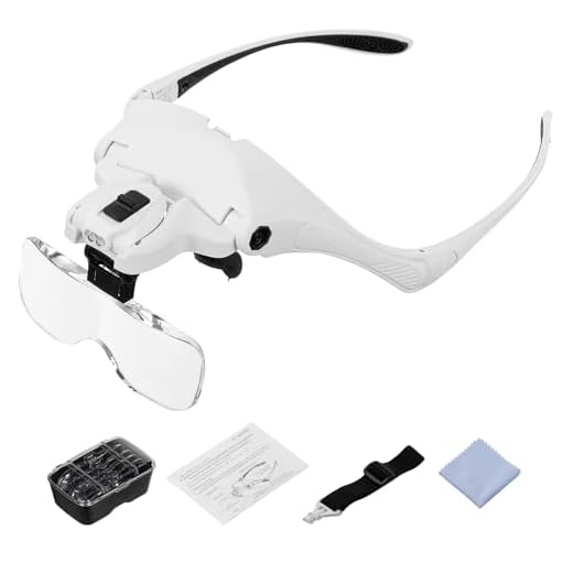 Headband Magnifier with LED Light, Head Mount Magnifier Glasses Light Bracket for Handsfree Reading Jewelry Loupe Watch Repair Sewing Lash Extension Dentist Tailor Needle Work,5 Replaceable Lenses