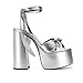 Goolita Metallic Lace Up Chunky Heel Platform Heels For Women Open Toe Slingback Ankle Strap Heeled Sandals Bow Sexy Fashion Evening Party Shoes