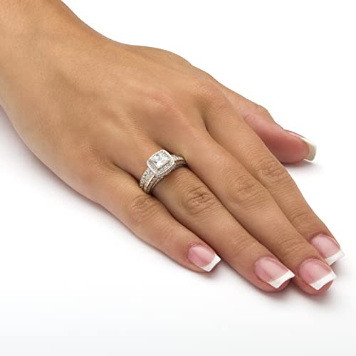 PalmBeach Yellow Gold-Plated Princess Cut Cubic Zirconia Bridal Ring Set Sizes 5-103