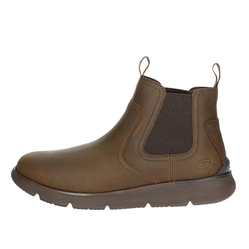 Skechers Bota para hombre - tobillo AUGUSTINO, cuero chocolate, 9 UK, marrón oscuro, 43 EU