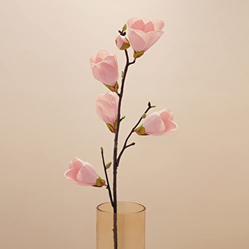 Image of PURE HOME + LIVING Pink Magnolia Faux Flower Stem Artificial Magnolia Long Stem for Vase,Artificial Flowers for Decoration,Perfect for Home Decor,Party Wedding & Restaurant,(Height-103 CM) Pack of 1