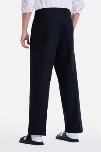 Image of SNITCH Men Trousers Holiday & Casual Wear | Relaxed Fit Pleated Front & Straight Leg Design | Breathable Cotton Linen Blend Fabric for Summer & Vacation Outings