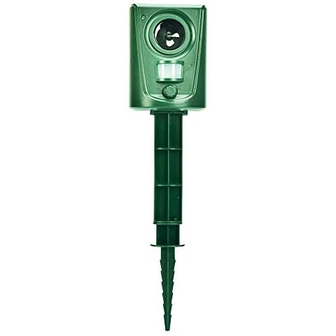 Ultrasonic Animal Repellent Battery Operated Motion Activated Waterproof,Cat Repellent Fox,Bird,Dog Deterrent - Quick Fix Ultrasonic Scarer with Ground Stake Cover