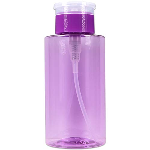 10oz PANA Purple Push-Down Dispenser Bottle - 1 Bottle - Empty Refillable Pump Bottle for Nail Polish Remover Liquid