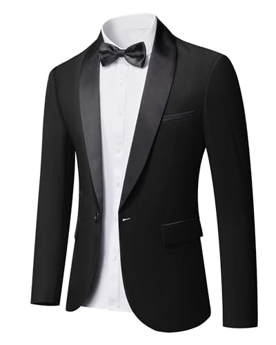 YND Men's One Button Casual Slim Fit Blazer, Shawl Lapel Lightweight Jacket Dinner Prom Party Tuxedo