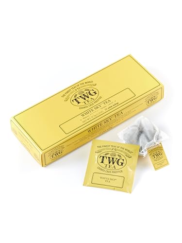 TWG Tea | White Sky Tea | White Tea | Ylang Ylang Flowers | 15 Hand Sewn Cotton Teabags | Gift Set
