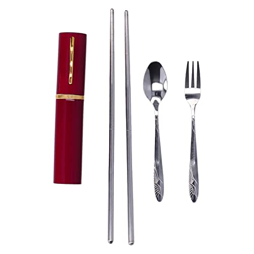 Yosoo Aluminum Alloy Cutlery Set ?Small Portable Chopsticks Beautiful Practical Exquisite Packaging Reusable Flatware Silverware for Travelling Outdoor