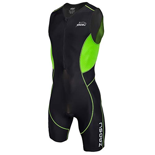 ZAOSU Herren Trisuit Z-Revolution | Triathlonanzug Einteiler mit leichtem Sitzpolster für den Wettkampf und das Training, Farbe:schwarz, Größe:XS