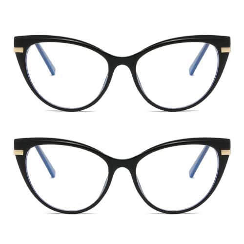 Image of LJCZKA Blue Light Blocking Glasses Women Anti Eye satrain Computer Cat eye Eyeglasses Cateye Clear Frame