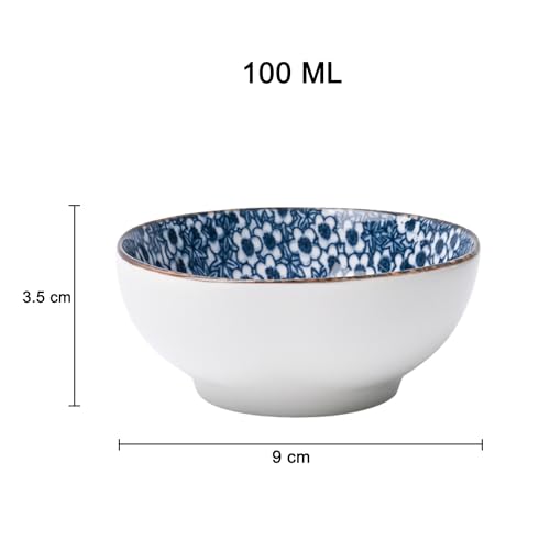 Image of MARKET 99 Heavy-Duty Ceramic Blue Bowl Set of 3 (100ml) | Small Serving Bowls for Chutney, Sauce, Pickles & Chilies | Ideal Serveware for Breakfast, Lunch, Dinner, Parties & Get-Togethers